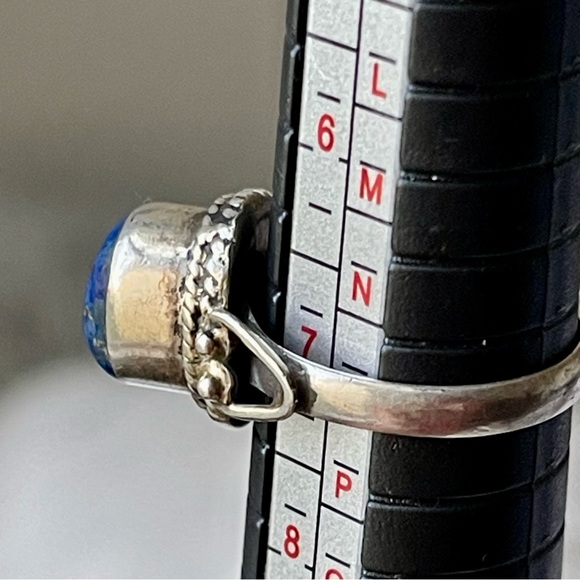 LAPIS LAZULI|Stamped 925|Sterling Silver Natural Gemstone Blue Lapis Lazuli Sz 7 - Picture 4 of 11